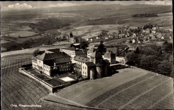 Postcard Johannisberg Geisenheim am Rhein Hesse, aerial photograph of the Schloss Johannisberg winery