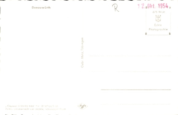 Postcard Donauwörth in Swabia Bavaria, aerial photograph