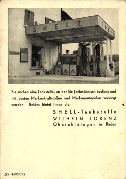 Ak Oberuhldingen Uhldingen Mühlhofen am Bodensee, Shell-tankstation, Wilhelm Lorenz