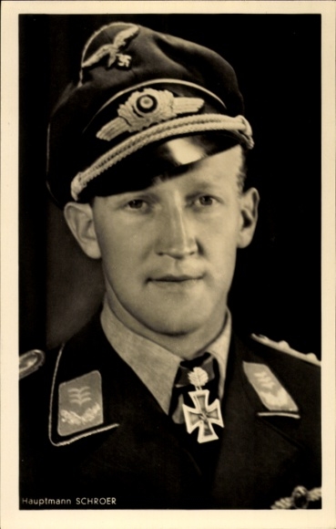 Kapitan KP Werner Schroer, oficer Luftwaffe, odznaczony Krzyżem Rycerskim