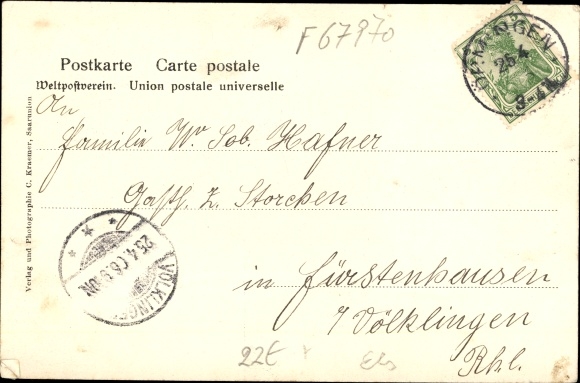 Postcard Oermingen Örmingen Alsace Bas-Rhin, train station, inn, bridge