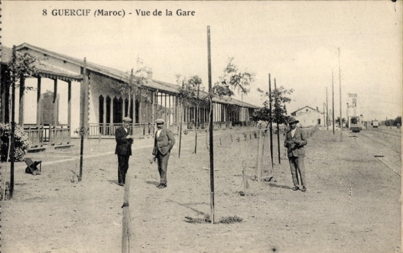 Postcard Guercif Morocco, view of the train station