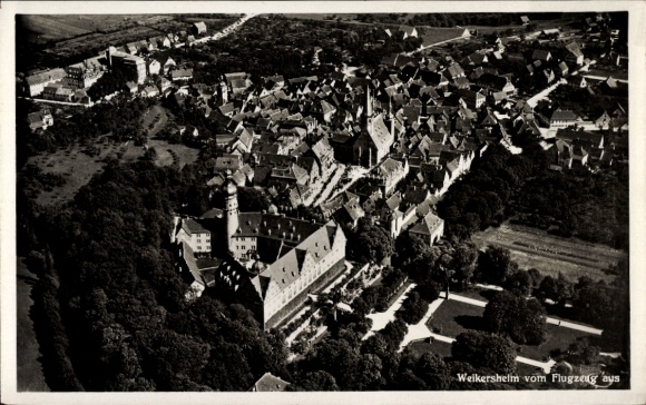 Postcard Weikersheim in Tauberfranken Württemberg, from the plane
