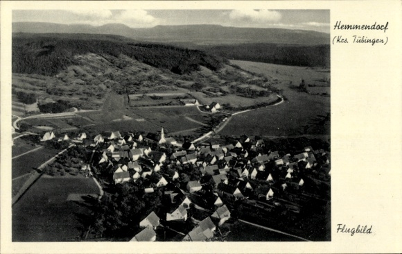 Postcard Hemmendorf Rottenburg am Neckar, aerial photograph