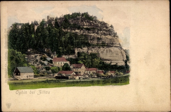 Ak Oybin in der Oberlausitz, Felsformation, Gebäude, ländliche Idylle, 