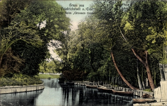 Ak Friedrichstadt an der Eider, Partie beim Großen Garten