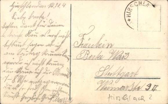 Postcard Hirschlach Merkendorf in Middle Franconia - factory building, landscape picture embossed in sheet metal
