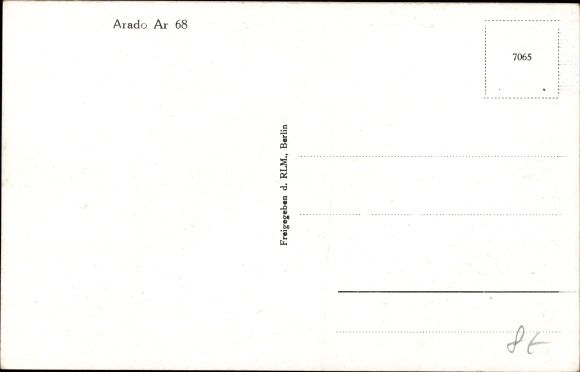 Postcard Arado Ar 68, fighter planes, Luftwaffe