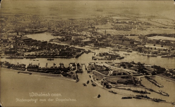 Wilhelmshaven harbor on the North Sea, aerial photograph