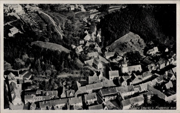 Postcard Wippra Sangerhausen am Harz, aerial photograph