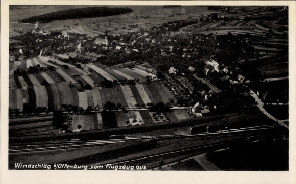 Postcard Windschläg near Offenburg, aerial photograph