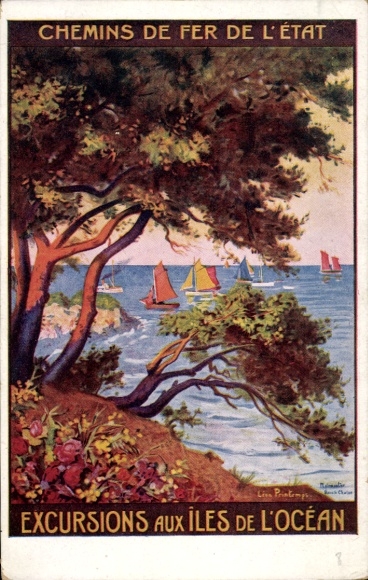 Ansichtkaart van kunstenaars Chemins de fer de l'État, Excursions aux Iles de l'Ocean