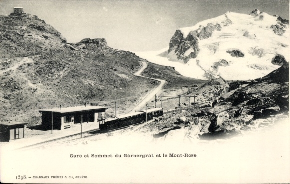 Ak Zermatt Kanton Wallis, Gornergrat, Gipfelbahnhof, Mont Rose