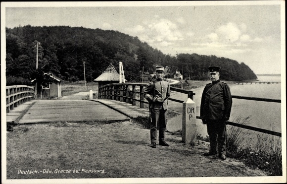 Postcard Flensburg in Schleswig Holstein, on the border, guard