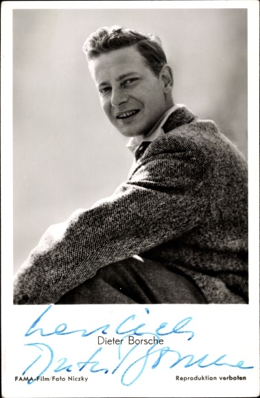 Postcard actor Dieter Borsche, portrait, autograph, jacket, collar, Dr. Holl