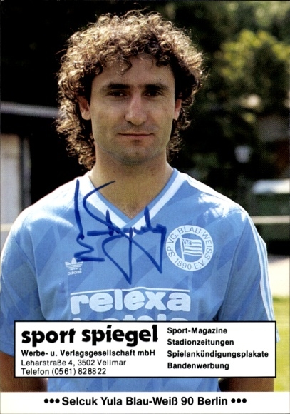 Autogrammkarte Fußballer Selcuk Yula, Blau Weiß 90 Berlin, Autogramm