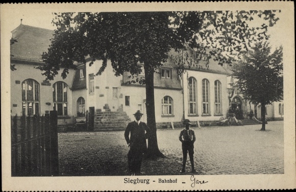Postcard Siegburg in the Rhein Sieg district, train station, forecourt