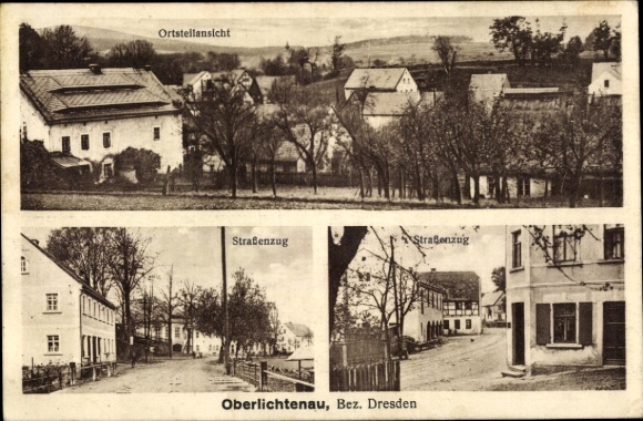 Postcard Oberlichtenau Pulsnitz in Saxony, district view, street, district of Dresden
