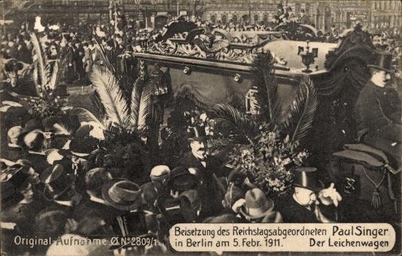 KP Berlin, pogrzeb członka Reichstagu Paula Singera 5 lutego 1911 r., karawan