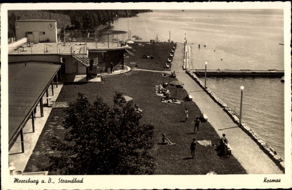 Postcard Meersburg on Lake Constance, lido