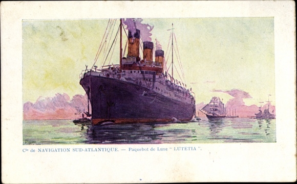 Kunstenaar Ak stoomschip Lutetia, Compagnie de Navigation Sud Atlantique