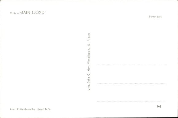 Ak MS Main Lloyd, Rotterdamsche Lloyd