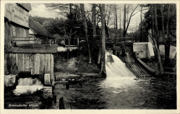Postcard Bremsdorf Schlaubetal Brandenburg, Bremsdorfer Mühle, owner W. Olkiewicz