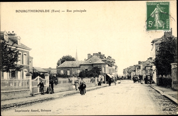 Postcard Bourgtheroulde Eure, Main Street
