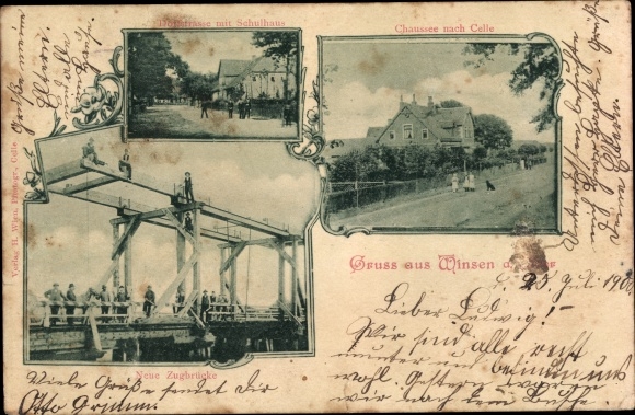 Ak Winsen an der Luhe, Dorfstraße, Chaussee, Neue Zugbrücke
