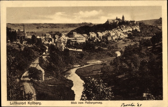 Ak Kyllburg in der Eifel Rheinland Pfalz, Blick vom Malbergerweg auf den Ort