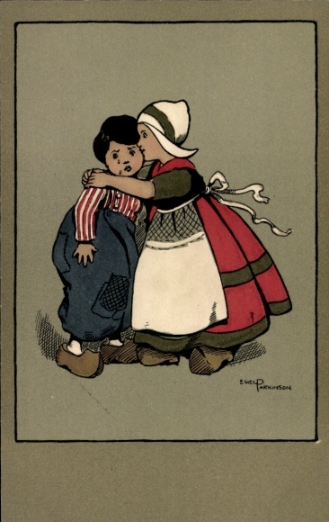 Artist Postcard Parkinson, Ethel, A Sweet Consolation, Kiss, Crying Boy