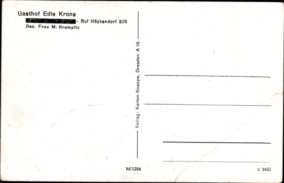 KP Edle Krone Klingenberg we wschodnich Rudawach, Gasthof Edle Krone