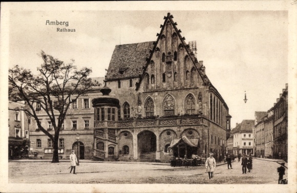 Ak Amberg in der Oberpfalz Bayern, Partie am Rathaus