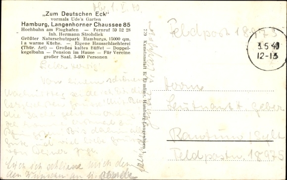 Ak Hamburg Nord Langenhorn, Zum Deutschen Eck, Langenhorner Chaussee 85, bowlingbaan