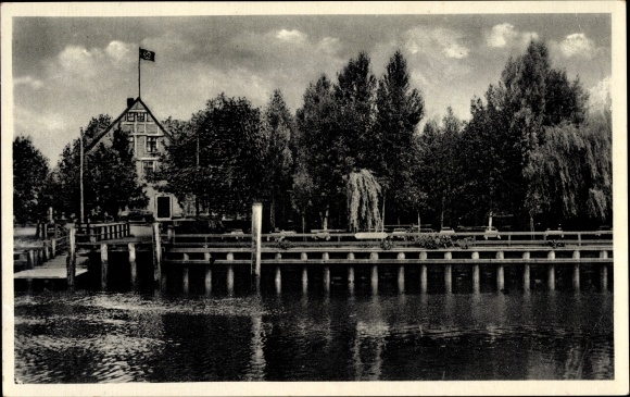 Postcard Hamburg Harburg Cranz, inn in the old ferry house