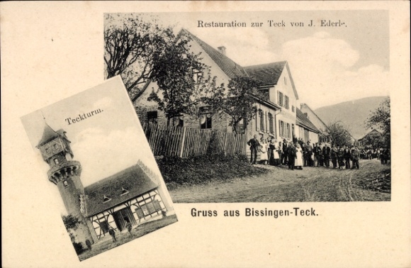 Postcard Bissingen an der Teck, Restoration of the Teck, Teck Tower