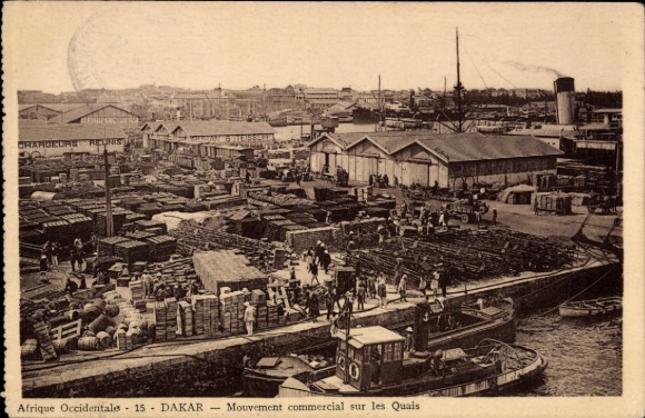 Ak Dakar Senegal,  Hafen, Handelsaktivitäten, Lagerhäuser, Schiffe