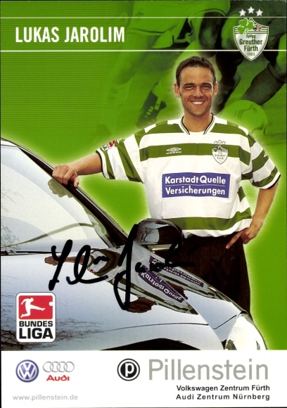 Autograph card footballer Lukas Jarolim, SpVgg Greuther Fürth, autograph