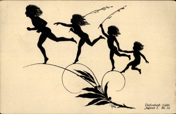 Paper cutting artist Postcard Diefenbach, Divine Youth 1, partial image 19
