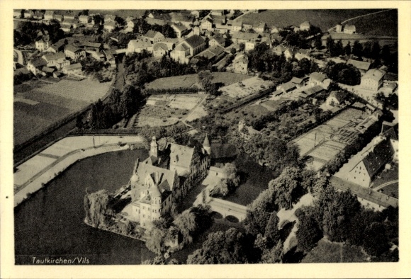 Ak Taufkirchen an der Vils Oberbayern, Fliegeraufnahme