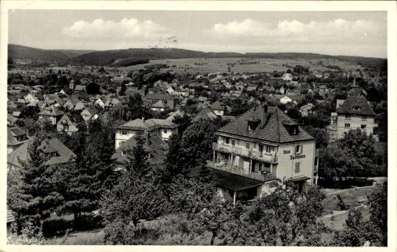 Ak Bad König im Odenwaldkreis Hessen, Blick auf Ortschaft über den Häuserdächern, Haus Bodmann