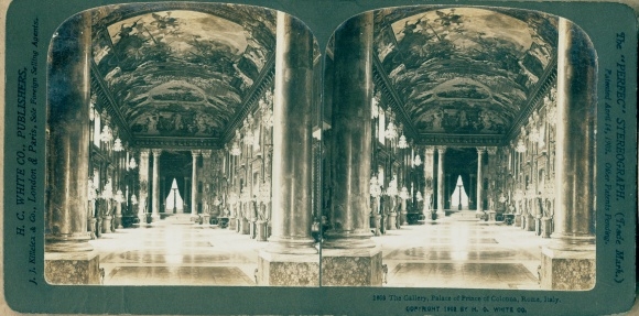 Stereo Photo Roma Rome Lazio, Palace of Prince Colonna, interior view
