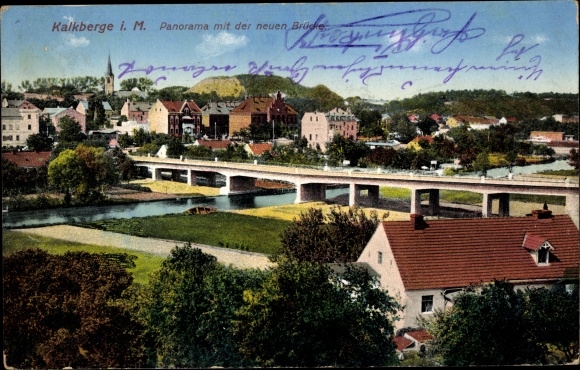 Postcard Kalkberge Rüdersdorf near Berlin, panorama, new bridge
