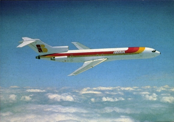Postcard Spanish passenger aircraft Iberia, Boeing 727