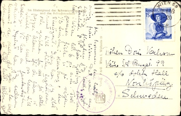 Postcard Wien 3. Landstraße Austria, Schwarzenberg Platz, trams, passers-by, monument, castle