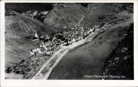 Postcard Ediger Eller on the Moselle, aerial photograph