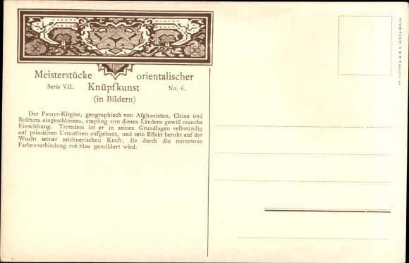 Ac Masterpieces of Oriental Knotting VII 6, Bokharian Carpets, Pamyr Kirgistan