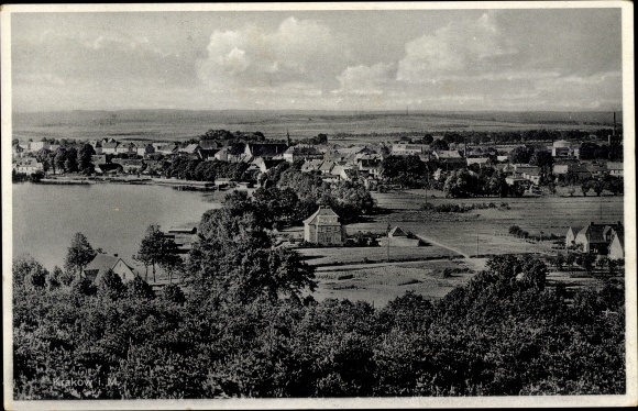 Postcard Krakow am See in Mecklenburg, view of the town