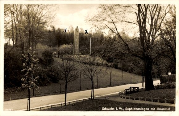 Ak Schwelm in Westfalen, Sophienanlagen, gedenkteken