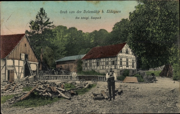 Postcard Eldagsen Springe Lower Saxony, Holzmühle am Kgl. pig park